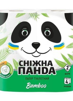 Туалетний папір "сніжна панда" bamboo, 2 шари, білий, 4 шт