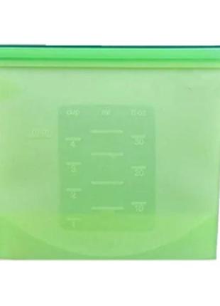 Силиконовый пищевой судок многоразовый универсальный объем 1,5 л зеленый (vol-1776)