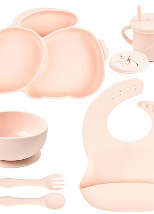 Набор силиконовой посуды 2life y4 из 7 предметов на присоске розовый v-11285