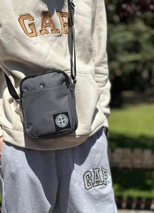 Мессенджер stone island серый сумка через плечо стон айленд барсетка