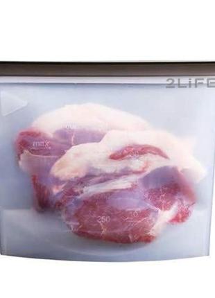 Силиконовый пищевой судок  2life многоразовый универсальный объем 0,5 л белый (n-540)