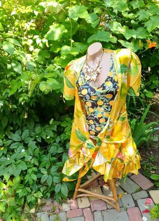 Атласное яркое платье в лимоны boohoo xs-s-m9 фото