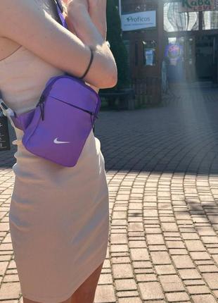 Компактная сумочка женская  мессенджер найк, фиолетовая барсетка nike2 фото