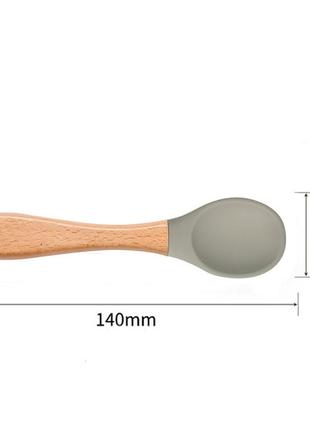 Набор силиконовой посуды 2life y22 глубокая тарелка для супа и деревянная ложка бежевый n-115862 фото