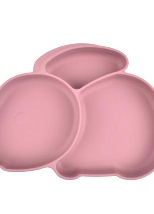 Трьохсекційна силіконова тарілка кролик y19 бордовий n-11048