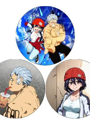 Значок аниме нежить и неудача комплект 3 шт (bs055)