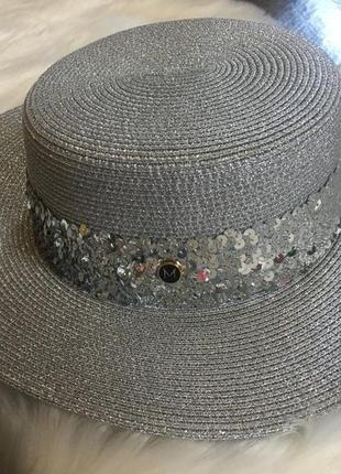 Жіночий пляжний капелюшок, капелюх. женская пляжная шляпа с пайетками2 фото