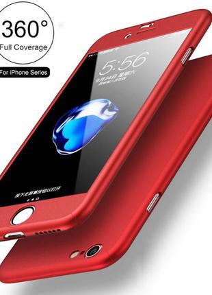 Чехол 360 градусов противоударный + стекло  для iphone 5/5s/5se red2 фото