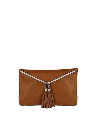 Жіноча шкіряна сумочка-клатч s0034 світло коричневий -1 фото