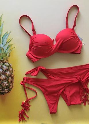 Ефектний купальник з пушап червоний  48,50