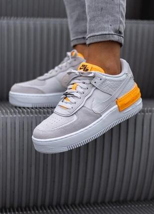 Кроссовки найк женские демисезонные nike air force shadow grey white orange