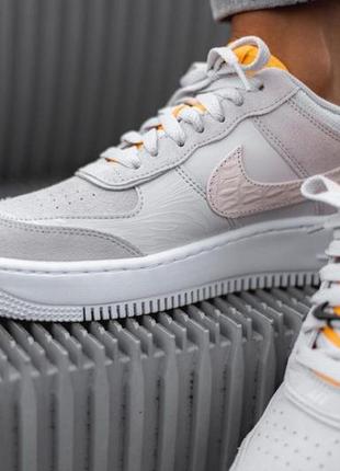 Кросівки найк жіночі демісезонні nike air force shadow grey white orange3 фото