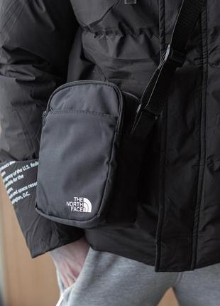 Сумка через плечо the north face черная текстильная мужская барсетка tnf спортивный мессенджер тнф цвет черный