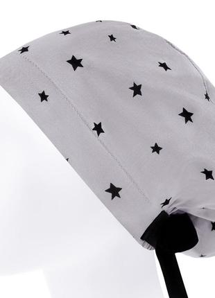 Медицинская шапочка шапка женская тканевая хлопковая многоразовая принт звёзды на сером3 фото