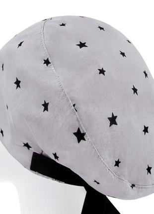 Медицинская шапочка шапка женская тканевая хлопковая многоразовая принт звёзды на сером2 фото
