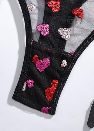 Комплект нижнего белья из сетка с сердечками  s,m,l10 фото