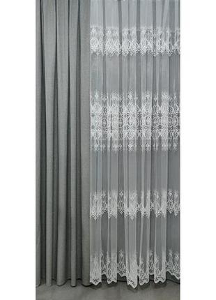 Тюль фатин молочний колір