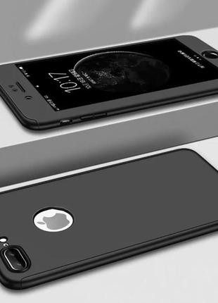 Чехол  360 на iphone 7/iphone 8 + стекло в подарок , black