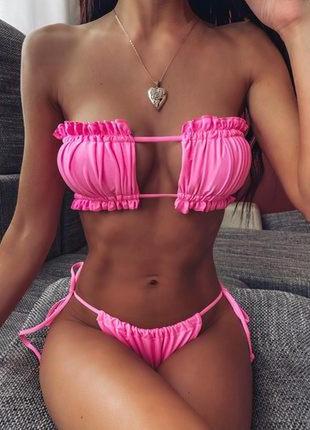 Ніжний купальник рожевого кольору s,m,l