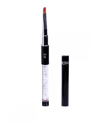 Пензель для гелю № 8 овал з кришталем чорна