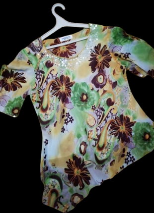 Шифоновая блуза - туника итальянская асимметричная