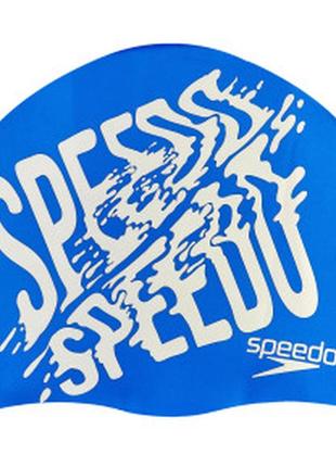 Шапочка для плавания speedo slogan print 808385b957 синий-серый1 фото