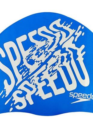 Шапочка для плавания speedo slogan print 808385b957 синий-серый2 фото