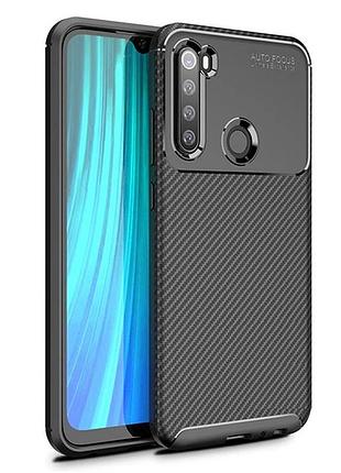 Чехол fiji ultimate carbon для xiaomi redmi note 8 (2021) противоударный бампер черный