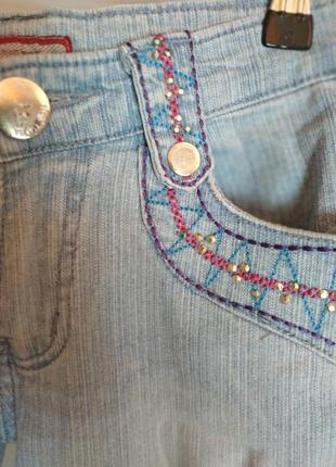 Джинсові капрі бриджі зі стразами капрі бріджи джинсові джинси джинси жіночі3 фото