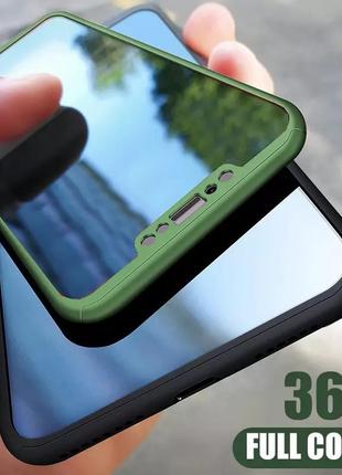 Противоударный чехол 360 +стекло для iphone 11, зелёный