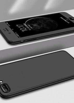 Чохол 360 + скло iphone 7 plus / 8 plus silicon case clear red/iphone 8 plus, чорний