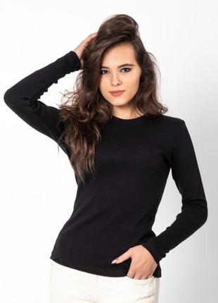 Чорний лонгслів резинка жіночий