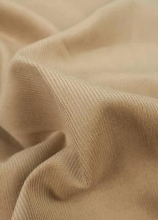 Тканина вельвет італійська натуральна бавовна бежева мікро рубчик відрізний — 150х931 фото