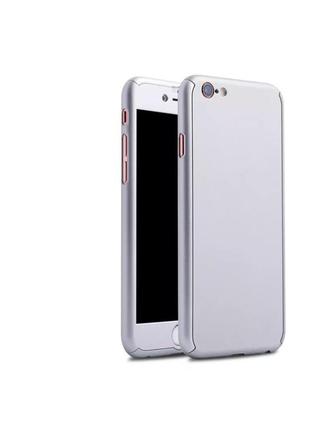 Чехол 360 градусов для iphone 6/6s + стекло silver 3