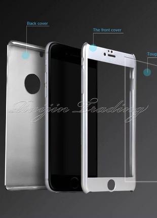 Чехол 360 градусов для iphone 6/6s  + стекло silver4 фото