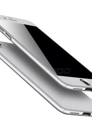 Чехол 360 градусов для iphone 6/6s  + стекло silver