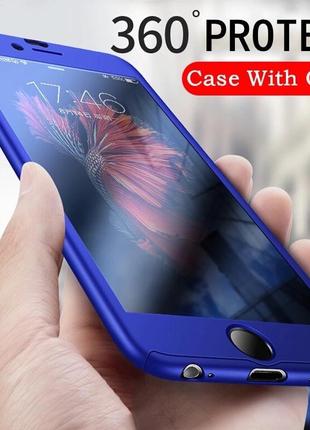 Чохол 360° + скло для iphone 7 plus / 8 plus silicon case clear red/8 plus