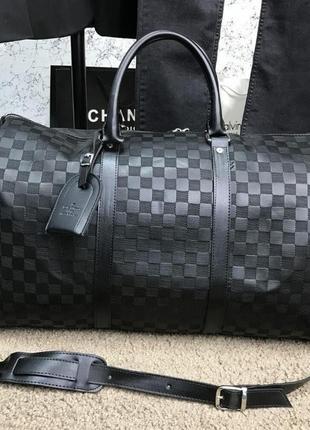 Дорожная сумка  черная  damier infini, спортивная сумка, сумка для зала, сумка для поездок