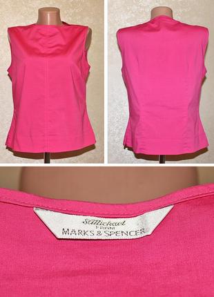 Летняя розовая блуза marks & spencen c красивым вырезом лодочкой1 фото