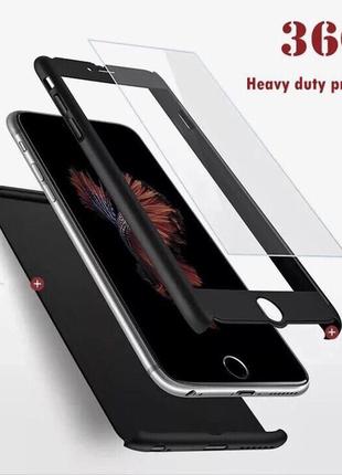 Чехол для iphone 6/6s + стекло 360 , black matte 3