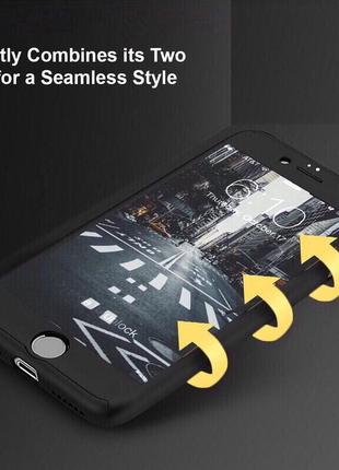 Чехол для iphone 6/6s + стекло 360 , black matte 7
