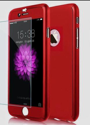 Чехол 360 градусов для iphone 6 plus/6s plus + стекло в подарок, red6 фото