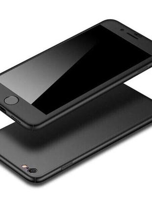 Чохол 360 для iphone 6 plus/6s plus скло в комплекті, black matte5 фото