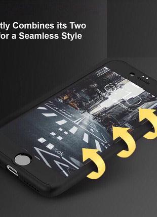 Чохол накладка 360 iphone 7/iphone 8 + скло black matte7 фото