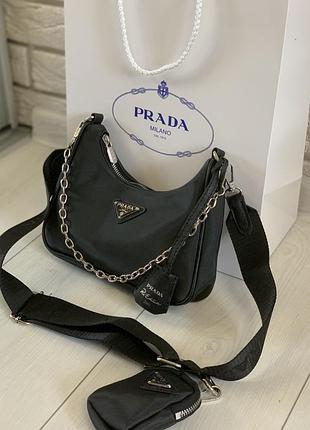 Сумка жіноча нейлон чорна re-edition