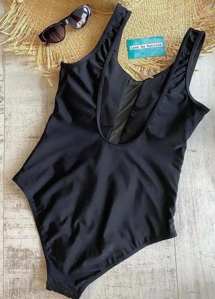 Слитный черный купальник с вставками из сетки на груди s(44/46), м (46/48), l(50)3 фото