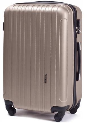 Велика валіза дорожня з розширенням + 5см на 4 колесах wings пластикова валіза l шампань великий чемодан abs валіза для поїздок
