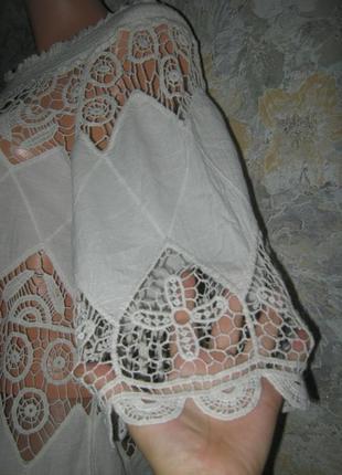 Хлопковая блуза туника с ажурной отделкой в идеале3 фото