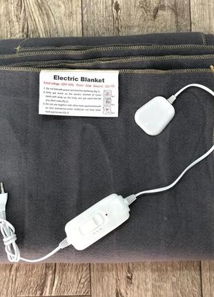 Електропростирадло з підігрівом напівторна 120х155 см, electric blanket (туреччина),байка, сіра1 фото