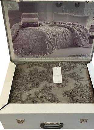 Maхрове покривало maison dor sanda bedspread grey бавовна 220-240 см темно сірий